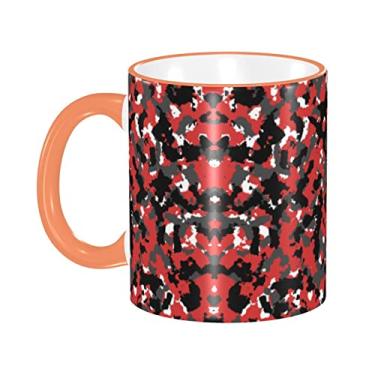 Imagem de Ourdovi Caneca de café expresso de cerâmica camuflada, caneca de cerâmica revestida DIY, para café, sopa, chá, leite, latte, cacau quente, colorido divertido 340 g.