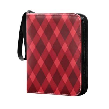 Imagem de Wassud Fichário de 4 bolsos vermelho Argyle comporta 400 cartões padrão, álbum TCG CCG MTG à prova d'água, presentes para colecionadores, meninos e meninas