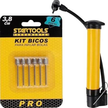 Imagem de Kit 6 Bicos para Bomba de Ar e Bomba de Ar Vertical 25cm Infle Bolas Pneus e Boias com Facilidade