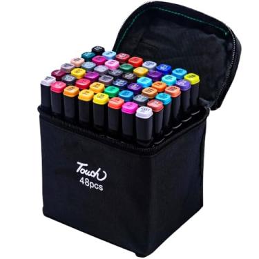Imagem de Caneta Marcador Para Colorir Desenho Profissional 48 Cores Conjunto De Canetinhas Pontas Duplas Codificados por Cores Vivas para Desenho
