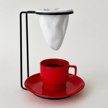 Imagem de Suporte para Mini Coador de Café com Xícara e Pires  Preto - Compre tu