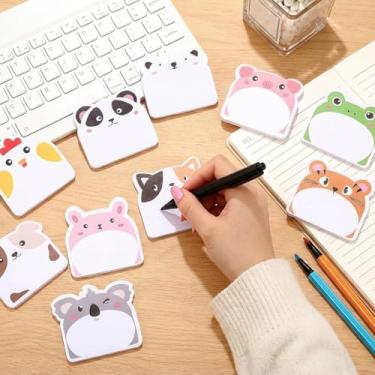 Imagem de 12 conjuntos/360 folhas de notas adesivas fofas, blocos divertidos de notas adesivas de animais Kawaii, presente autoadesivo de desenho animado para Natal, veterinário, escritório, escola, tabulação