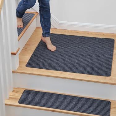 Imagem de MBIGM Tapete antiderrapante para escada 30 x 30 Tapete de pouso Tapete de correspondência Tapete antiderrapante de segurança antiderrapante - cinza