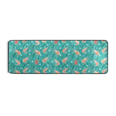 Imagem de Burbuja Tapete de camarão 61 x 183 cm, tapete lavável antiderrapante com suporte de borracha, tapete para sala de estar, corredor, decoração de casa