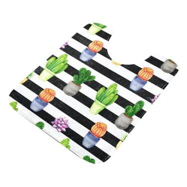 Imagem de Burbuja Tapete de banheiro Cacti Succulents, tapete de banho macio absorvente de pelúcia, base antiderrapante para piso de banheiro, oval em forma de U