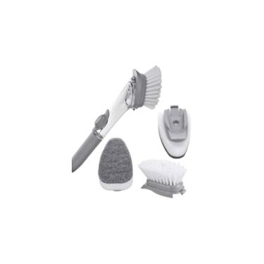 Imagem de Escova de Limpeza com Dispenser, Plástico, Cabo Emborrachado 20cm, Escova 8cm, Versátil para Limpezas Leves e Pesadas