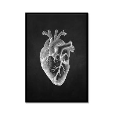 Imagem de Fundo preto anatomia humana arte médica impressões em tela imagens esqueleto músculo pôster vintage educação pintura arte decoração de parede (SKU14,30.5x40.6 cm = (30x40cm), moldura de metal preto)