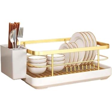 Imagem de Suporte de talheres de escorredor de camadas, bandeja removível, aço carbono, organizador de economia de espaço à prova de ferrugem para balcão de cozinha. (1 peça)