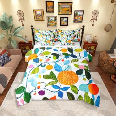 Imagem de Erosebridal Conjunto de edredom floral elegante com 7 peças, galhos de flores chiques, solteiro, com folhas de aquarela, para quarto de crianças, adolescentes e adultos