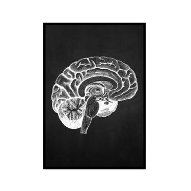 Imagem de Fundo preto anatomia humana arte médica impressões em tela imagens músculo esqueleto vintage pôster educação pintura arte decoração de parede (SKU10,20.3x30.5 cm = (20x30cm), moldura preta para fotos)