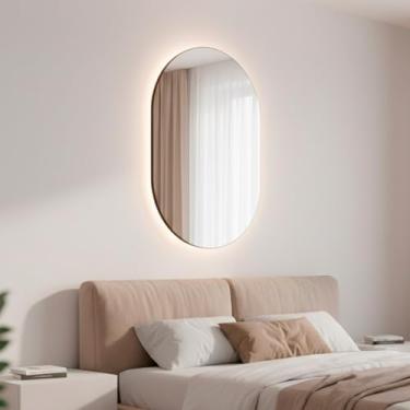 Imagem de Espelho Orgânico Pílula 50x80 com Led Para Sala Quarto Banheiro de Parede Espelho Decorativo (Led Frio)