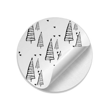 Imagem de Adesivos Natalinos Redondos 25 Unidades Estampa Preto e Branco - Tamanho 30x30cm