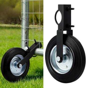 Imagem de Therwen Rodas de portão de 20 cm para tubo de metal preto resistente suporte de roda de suporte de roda peças de cerca de elos de corrente para estruturas de tubo redondo de madeira e metal
