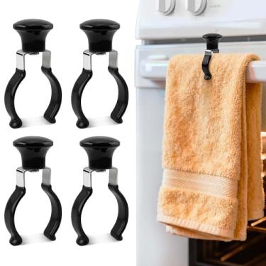 Imagem de FLstudio Suporte de toalha de cozinha – 4 peças grandes clipes de toalha de praia para cadeira, suporte de toalha resistente à ferrugem e ao calor para alça de forno, máquina de lavar louça, suporte