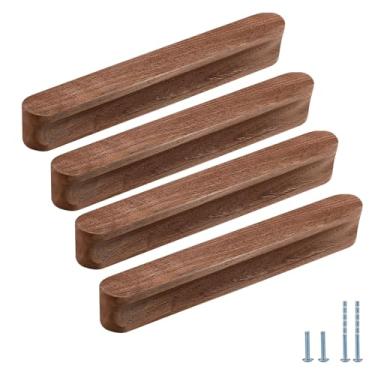 Imagem de Evionlin 12 maçanetas de porta de armário de nogueira de 15 cm, puxador oval de gaveta de madeira para armário de cozinha