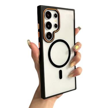 Imagem de Capa protetora transparente de luxo à prova de choque para Samsung Galaxy S25 S24 Plus S23 Ultra, com revestimento magnético e cores vibrantes, preta. Para Galaxy S25 Ultra.