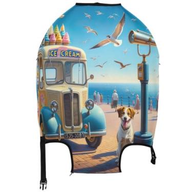 Imagem de Joisal Capas de bagagem de carro de sorvete de verão para cães com protetor de mala, capa protetora para presente de viagem, mala, Carrinho de sorvete de verão para cães, XL, Fits 29-32 Inch Case