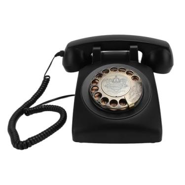 Imagem de Estink Telefone Retro de Disco Vintage Telefone Fixo Estilo Anos 60 de Mesa Antigo Com Campainha Mecânica para Decoração de Casa ou Escritório (Preto)