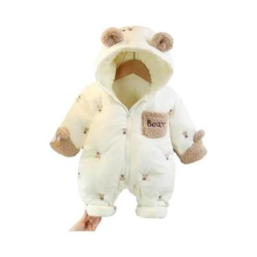 Imagem de Macacão Unissex Com Capuz Forrado De Fleece Para Bebê Recém-Nascido, R