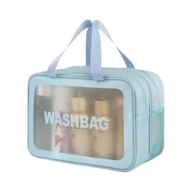 Imagem de Bolsa De Maquiagem Transparente Em PU Com Separação Para Seco E Molhad