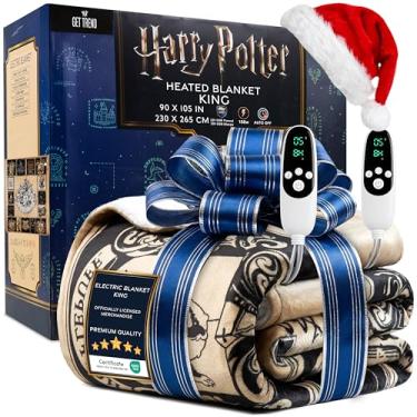 Imagem de Get Trend Cobertor elétrico Harry Potter 230 x 265 cm, cobertor aquecido de lã sherpa macio e luxuoso, 9 configurações de calor e temporizador de desligamento automático de 12 horas (Multi Harry