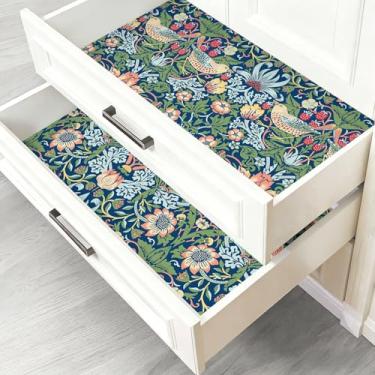 Imagem de Luvdecor Forro de prateleira para cozinha, forro autoadesivo para gaveta de prateleira e armário, papel de contato floral, forro de despensa de cômoda antiderrapante à prova d'água 45 x 199 cm