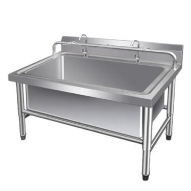 Imagem de Pia de esfregão de piso de aço inoxidável, pia de esfregão de piso comercial, pia de esfregão montada no chão, bacia de serviço de esfregão, rack de esfregão montado no chão, balde de esfregão de