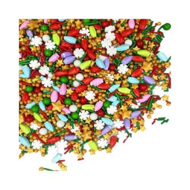 Imagem de Mistura De Confeitos Vermelhos E Verdes De Natal Para Decoração De Bis