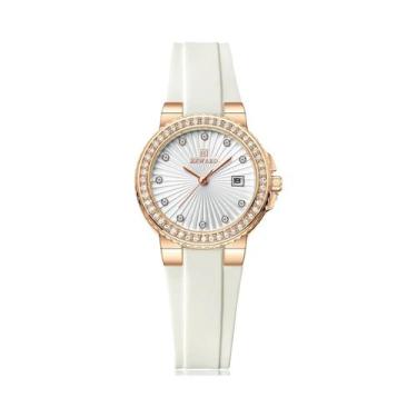 Imagem de Relógio De Quartzo Feminino Em Ouro Rosa Com Pulseira De Silicone, Mod