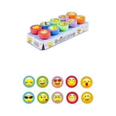 Imagem de Carimbo De Rosto Sorridente De Desenho Animado Infantil 10 Peças Brinq