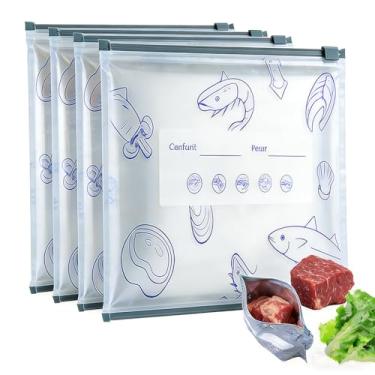 Imagem de Amsthow Sacos de armazenamento de folha de alumínio de 25 x 28 cm, pacote com 12, sacos reutilizáveis e seláveis para armazenamento de alimentos com zíper para porções de peitos de frango congelados