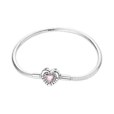 Imagem de Pulseira De Charme Feminina Em Prata Esterlina 925 17-20CM Cruz Do Amo