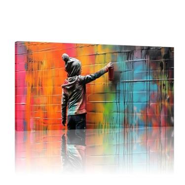 Imagem de Tela de impressão de arte de parede grafite, mural de parede de grafite Banksy, pôster de parede abstrato, impressão de parede de pintura, arte de parede de grafite - (40 x 80 cm) 16 x 32 polegadas
