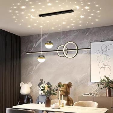 Imagem de Lustre LED moderno para iluminação de ilha de cozinha, lustre moderno para mesa de jantar com controle remoto e regulagem de intensidade, luminária de teto para cozinha, sala de jantar e esc