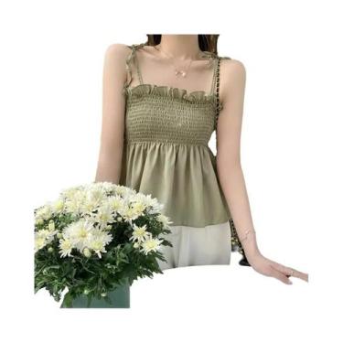 Imagem de Camisola Feminina Sem Costas Y2K 2024, Top Casual Elegante Em Cor Sóli