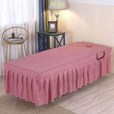 Imagem de Lençol de mesa de massagem, simples, cor sólida, acolchoado, massagem, confortável, respirável, spa, massagem, salão de beleza, salão, salão, pele, fumigação, roupa de cama de spa ajustada, rosa, 70 x