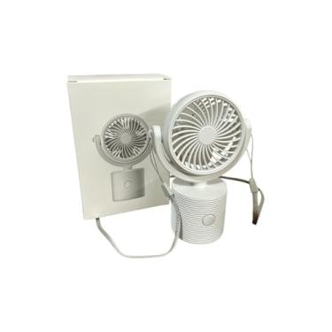 Imagem de Ventilador Portátil de Mesa, Mão ou Pescoço 180° Recarregável USB, Mini Ventilador Silencioso com Alça, Bateria 4000mAh para Escritório, Viagem e Uso Diário(BRANCO)