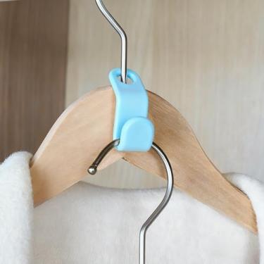 Imagem de 20 ganchos de conector de cabide de plástico – economia de espaço resistente para organização de armário e guarda-roupa – ganchos duráveis para casa, dormitório e faculdade - azul