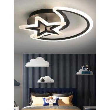 Imagem de Luminária de teto LED moderna, preta, regulável, com controle remoto, design em acrílico, iluminação inteligente para quarto, cozinha, corredor e escritório, 3000-6000K (50cm)