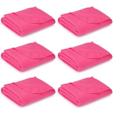 Imagem de HunnmingRe Pacote com 6 cobertores de lã 159 x 121 cm, festa do pijama macia e itens essenciais para festa de spa (rosa choque)