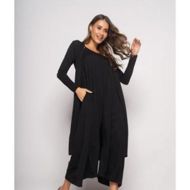 Imagem de Conjunto Salvatore Fashion Macacão Pantalona Kimono Malha Feminino-Feminino