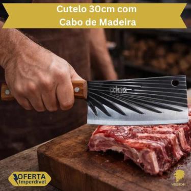 Imagem de Cutelo Faca Aço Inox Profissional Premium Cabo Reforçado Cozinha Açoug