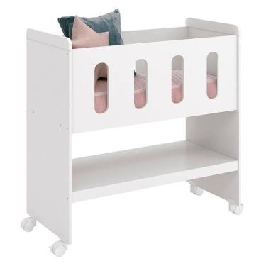 Imagem de Mini Berço Moisés Zain Branco Acetinado Com Colchão - Reller
