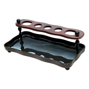 Imagem de predolo Porta-escovas de dentes para banheiro, organizador de pasta de dente, suporte decorativo para armazenamento em banheiros, cozinhas e apartamentos, Bandeja Preta