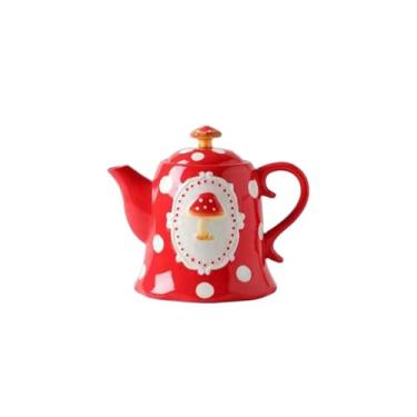 Imagem de Xícara de cogumelo japonês bule de cerâmica macarrão instantâneo prato de sobremesa - chaleira de cogumelos