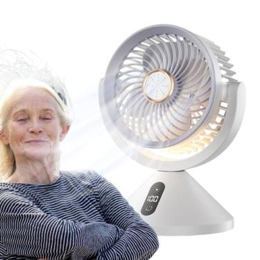 Imagem de Ventilador De Circulação De Ar - Ventilador Recarregável Para Mesa Com Display Digital | Design De Velocidades Múltiplas Para Relaxar Trabalhar E Estudar