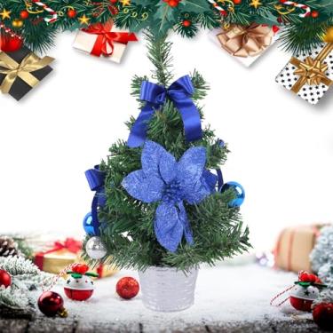 Imagem de Árvore de Natal de mesa,Árvore de Natal artificial | Pinheiro de mesa artificial com luzes LED - Pequena árvore de Natal artificial com luzes LED para crianças, adultos, família
