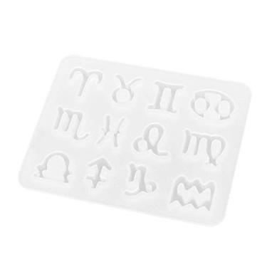 Imagem de Resina Epóxi 12 Constellations Pingente Moldes de Silicone para Artesanato DIY Ferramentas Fabricação Jóias Flexíveis Reutilizáveis Antiaderentes Fáce