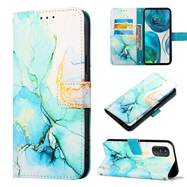 Imagem de For Motorola Moto G52 PT003 Marble Pattern Flip Leather Phone Case