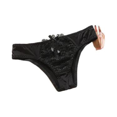 Imagem de Calcinhas De Renda De Cintura Baixa Para Mulheres, Cor Sólida, Sexy E 